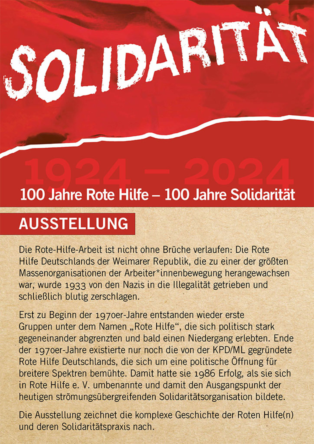 Ausstellungstafel 0 - 100 Jahre Rote Hilfe